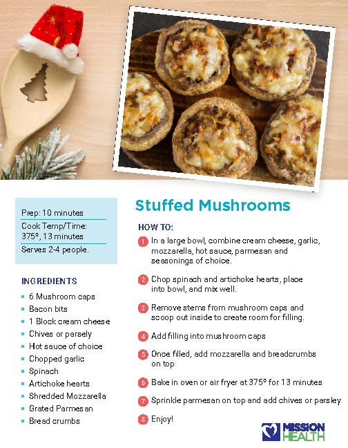 Recipe card stuffed mushrooms