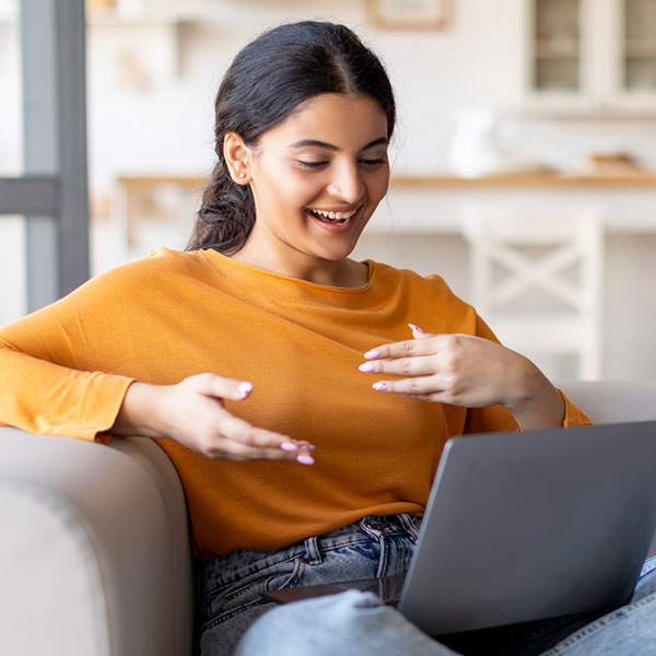 Young woman on a virtual health appointment